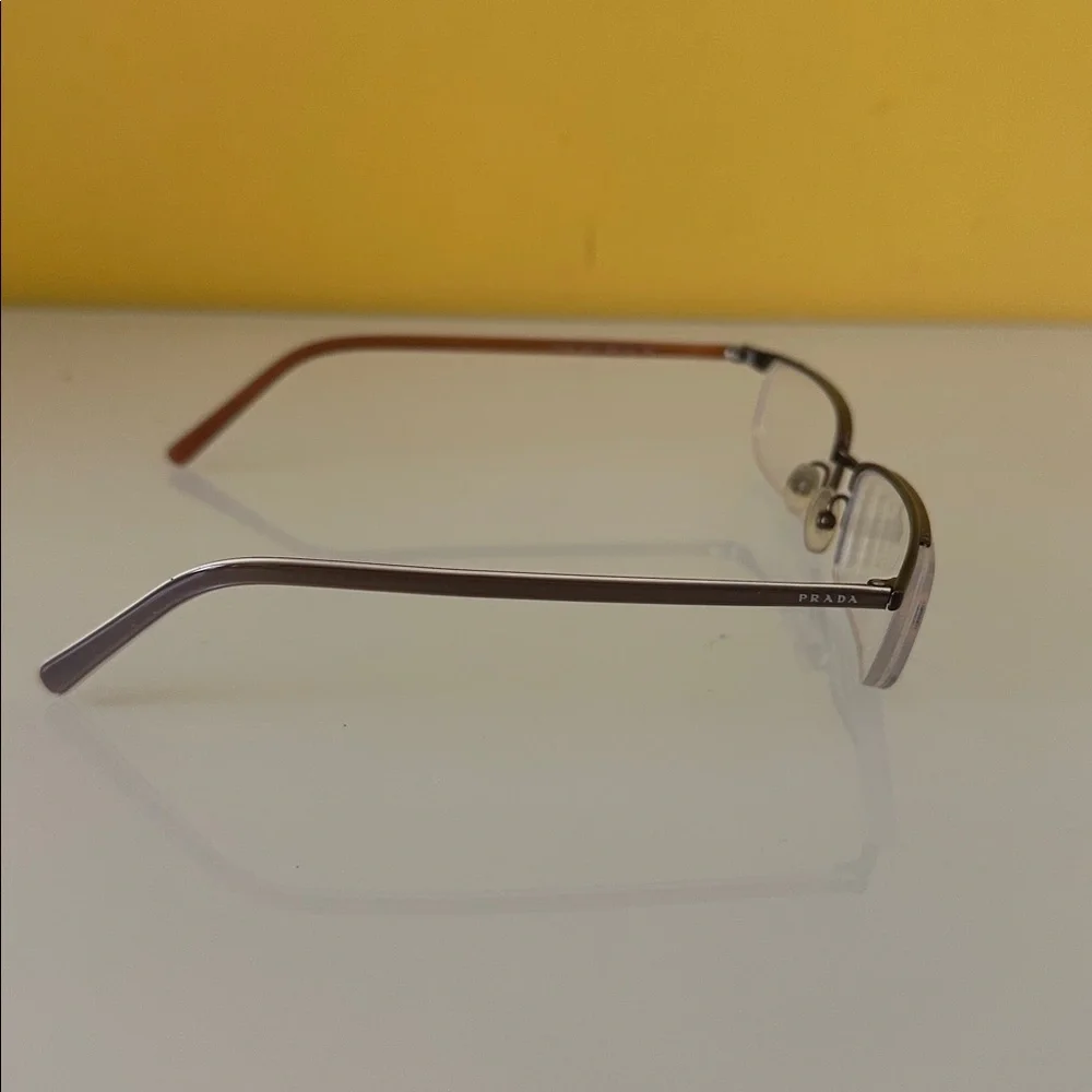 Prada Sleek Bronze Titanium Frameless Rectangular Prescription Glasses Frame